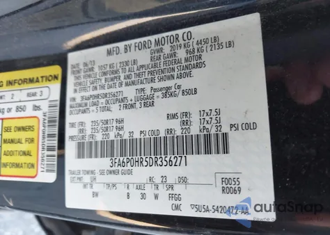 2013 Ford Fusion Se z USA, uszkodzony, nr VIN 3FA6P0HR5DR356271